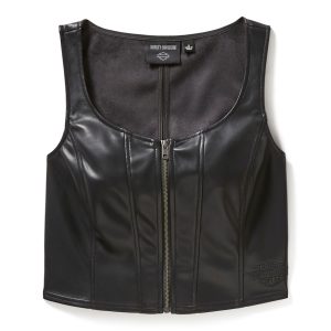 Harley Davidson Women's Zip Me In Faux Leather Bustier - Skinnväst