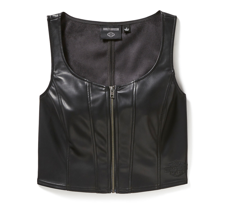 Harley Davidson Women’s Zip Me In Faux Leather Bustier – Skinnväst